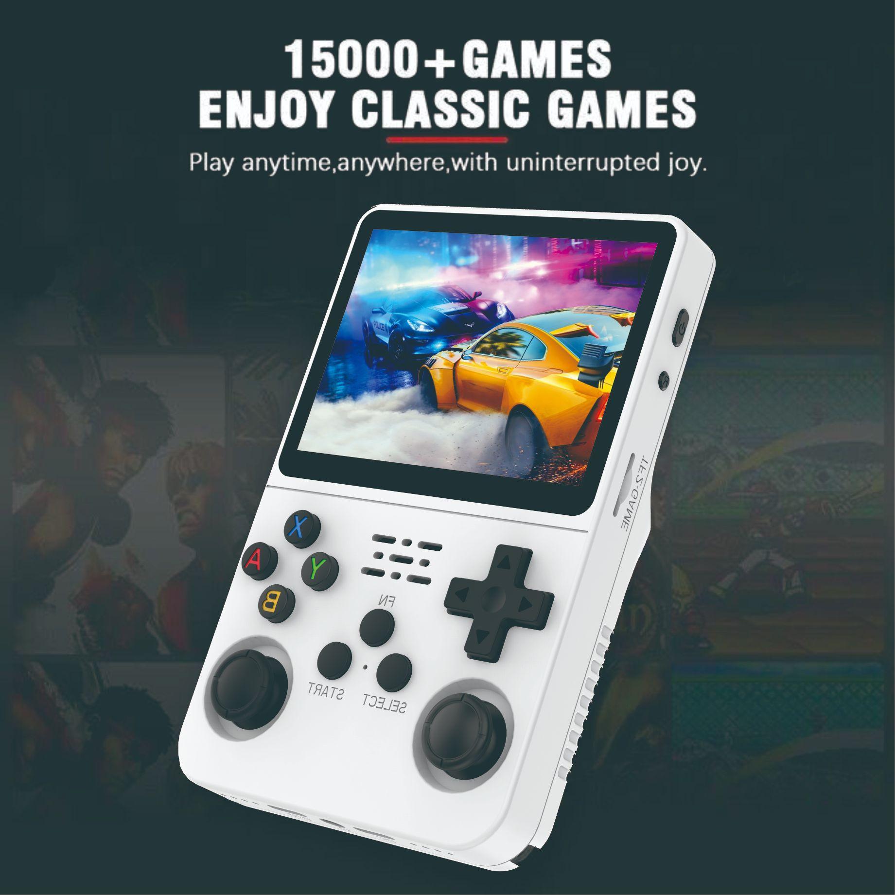 Mobile video game console, retro style R36S, 3.5-inch IPS screen, pre-loaded with 128GB games, portable smartphone player, Linux system