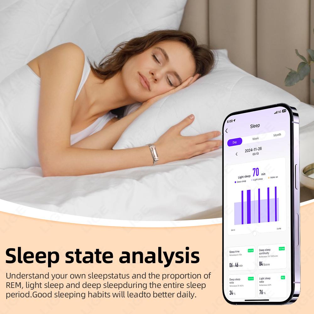 LIGE Smart Jewellery Bracelet Call Reminder Heart Rate Sleep Sports Fitness Tracker Pedometer Smart Watch Fashion Ladies Gift
